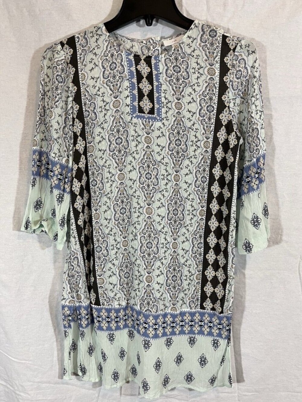 J Jill Light Blue Print XS Tunic Rayon Blouse